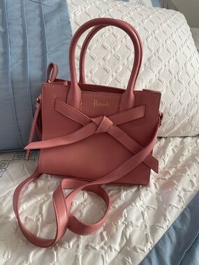 Harrods Mauve Pink Leather Knot-Front Satchel